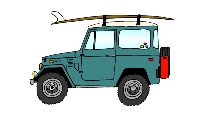 Illustration for article titled Surfboards And Cars Illustrated: The Ultimate Mid-Winter Summer Car Fantasy